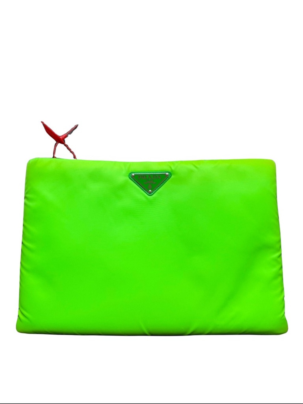 Prada Neon Lime Nylon Chain Clutch Crossbody Bag Limited Color - Picture 7 of 10